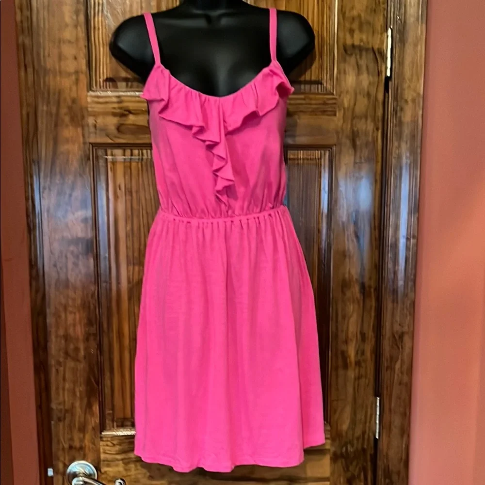 LOFT Pink Ruffle Midi Dress - Picture 1 of 5